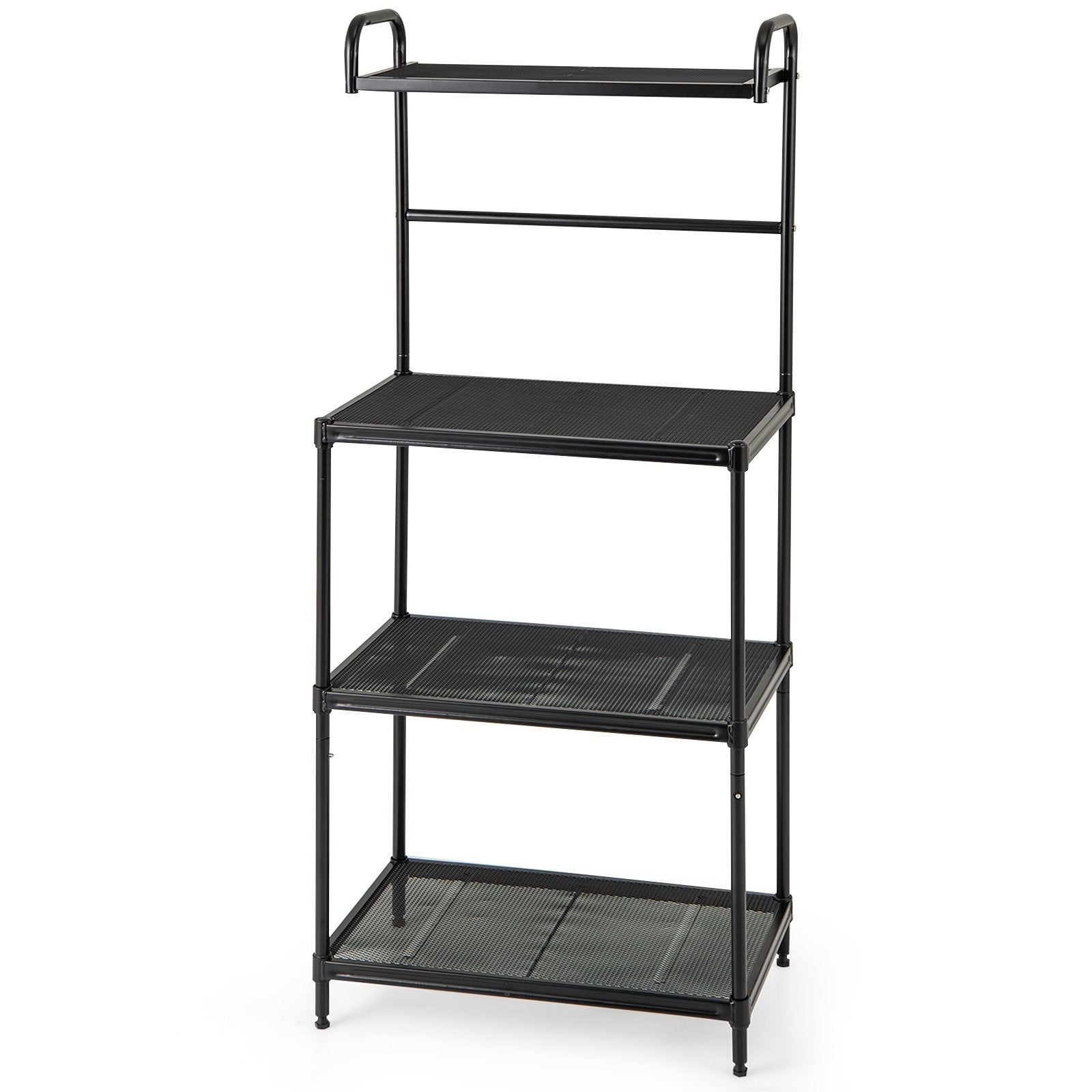 4-Tier Kitchen Microwave Storage Rack with Metal Shelves, Black Baker's Racks   at Gallery Canada