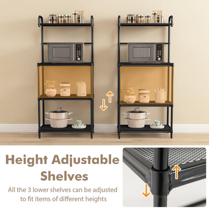 4-Tier Kitchen Microwave Storage Rack with Metal Shelves, Black Baker's Racks   at Gallery Canada