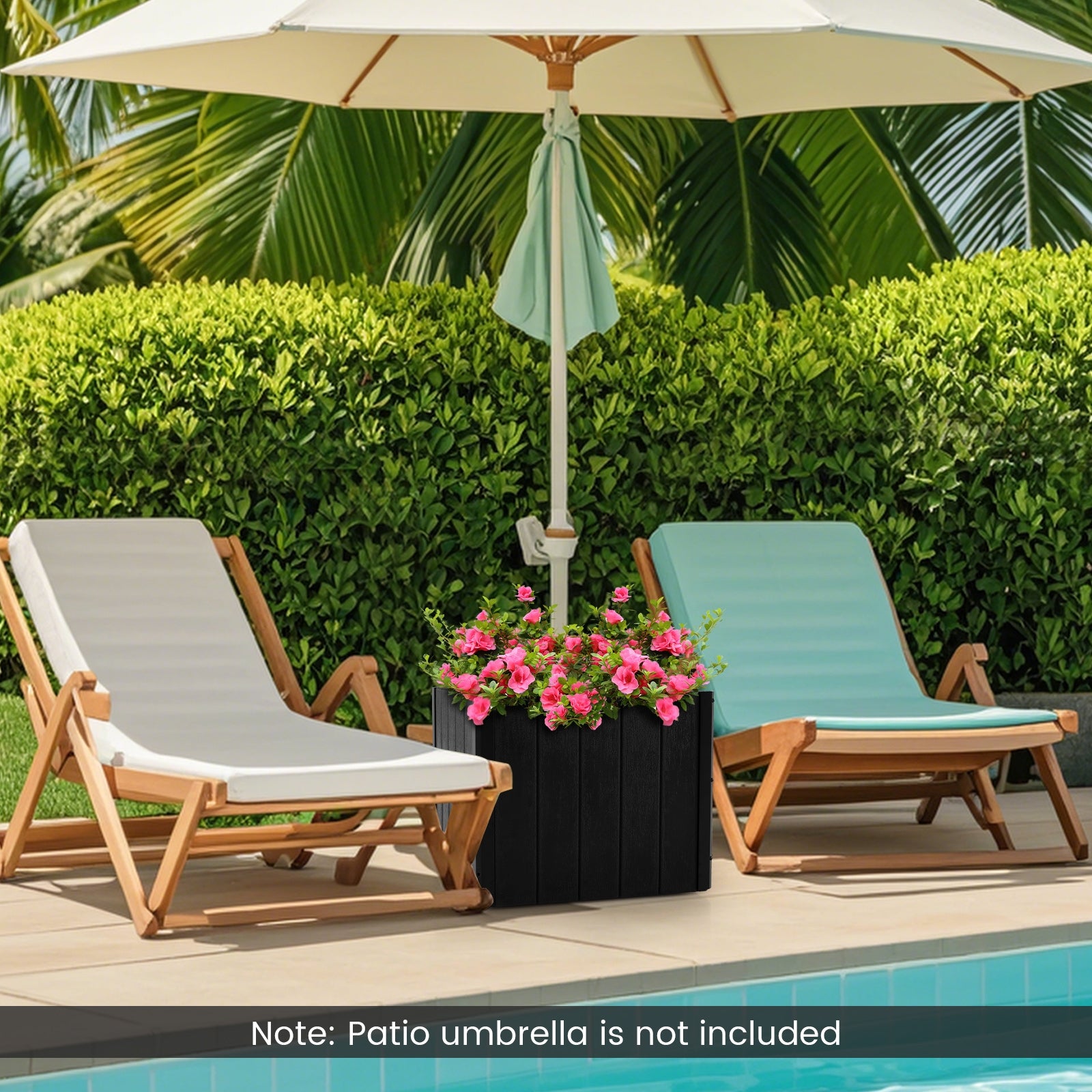 2-in-1 Outdoor Umbrella Base Planter Patio Umbrella Stand with Flower Box, Black Outdoor Umbrella Bases at Gallery Canada
