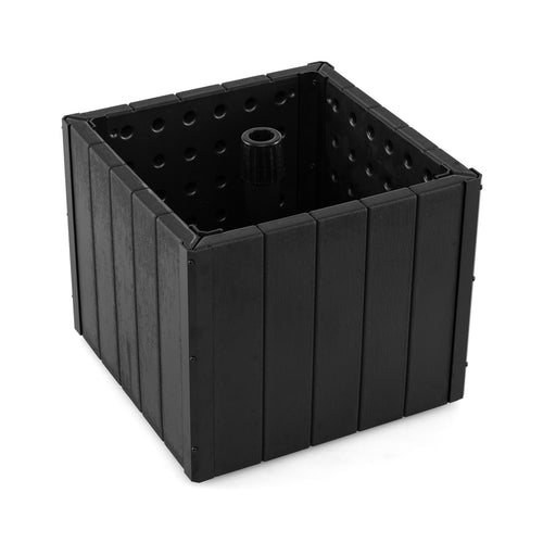 2-in-1 Outdoor Umbrella Base Planter Patio Umbrella Stand with Flower Box, Black