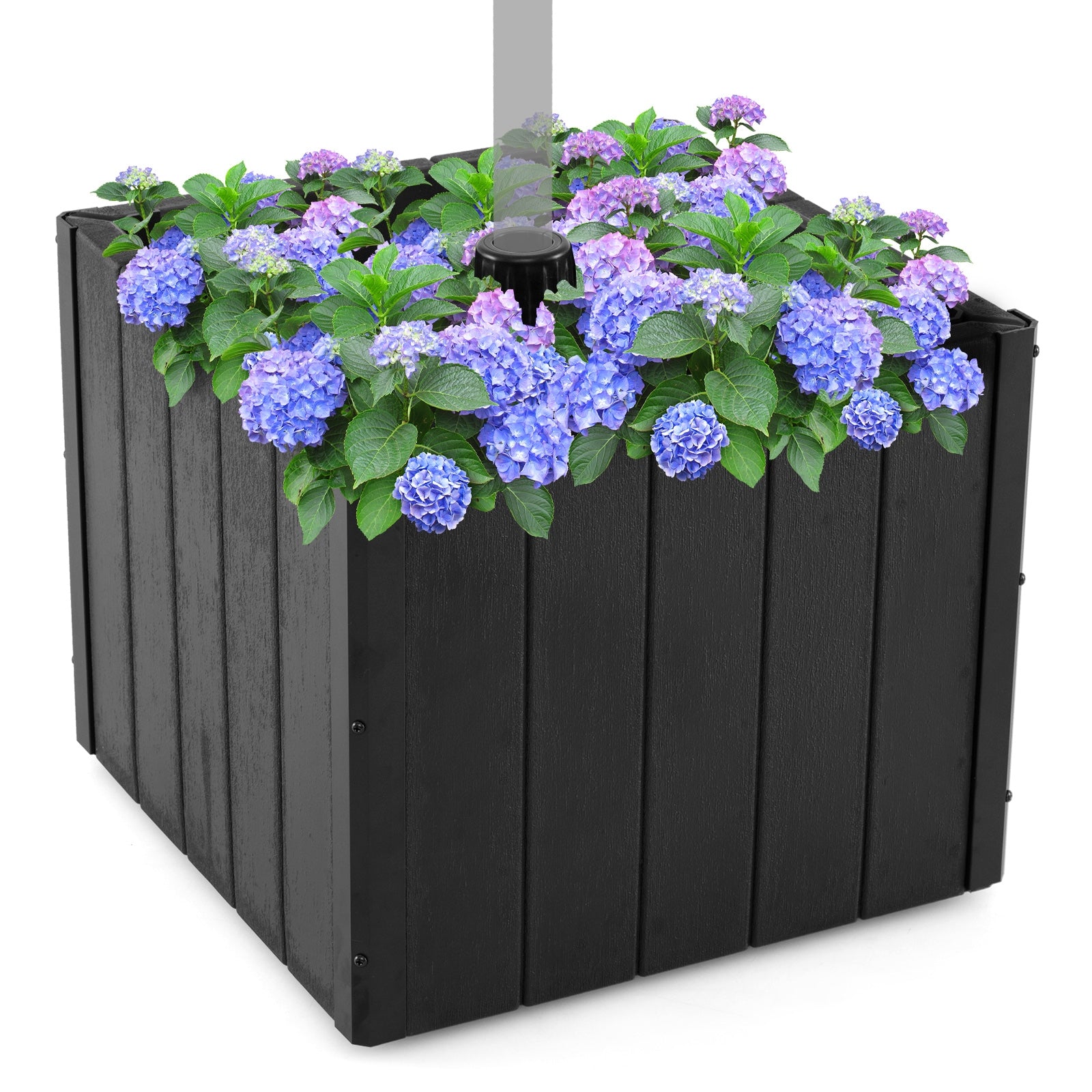 2-in-1 Outdoor Umbrella Base Planter Patio Umbrella Stand with Flower Box, Black Outdoor Umbrella Bases at Gallery Canada