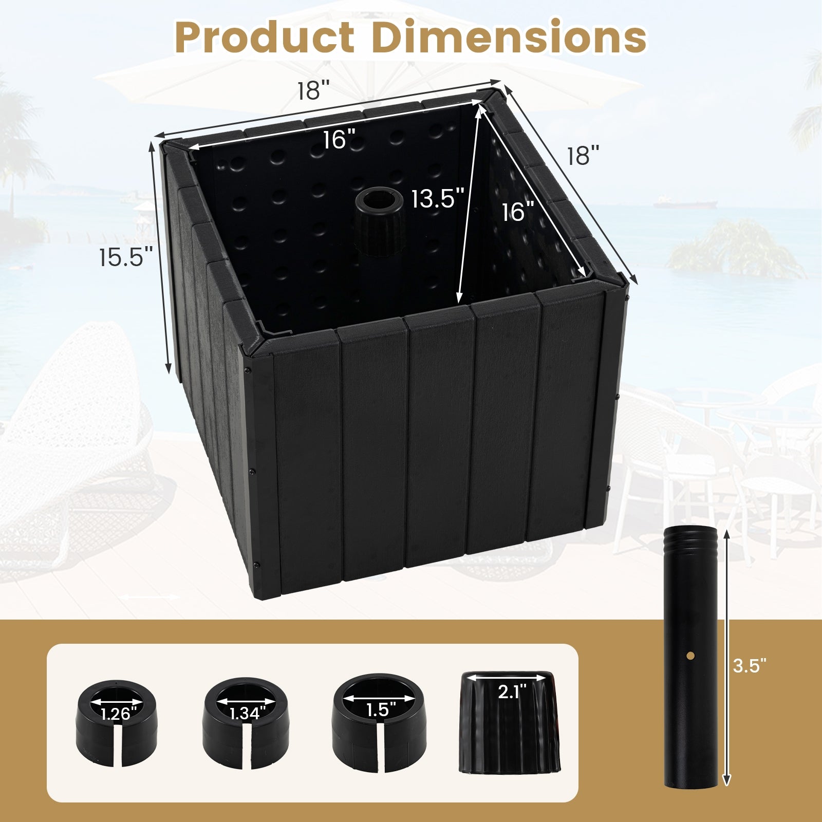 2-in-1 Outdoor Umbrella Base Planter Patio Umbrella Stand with Flower Box, Black Outdoor Umbrella Bases at Gallery Canada