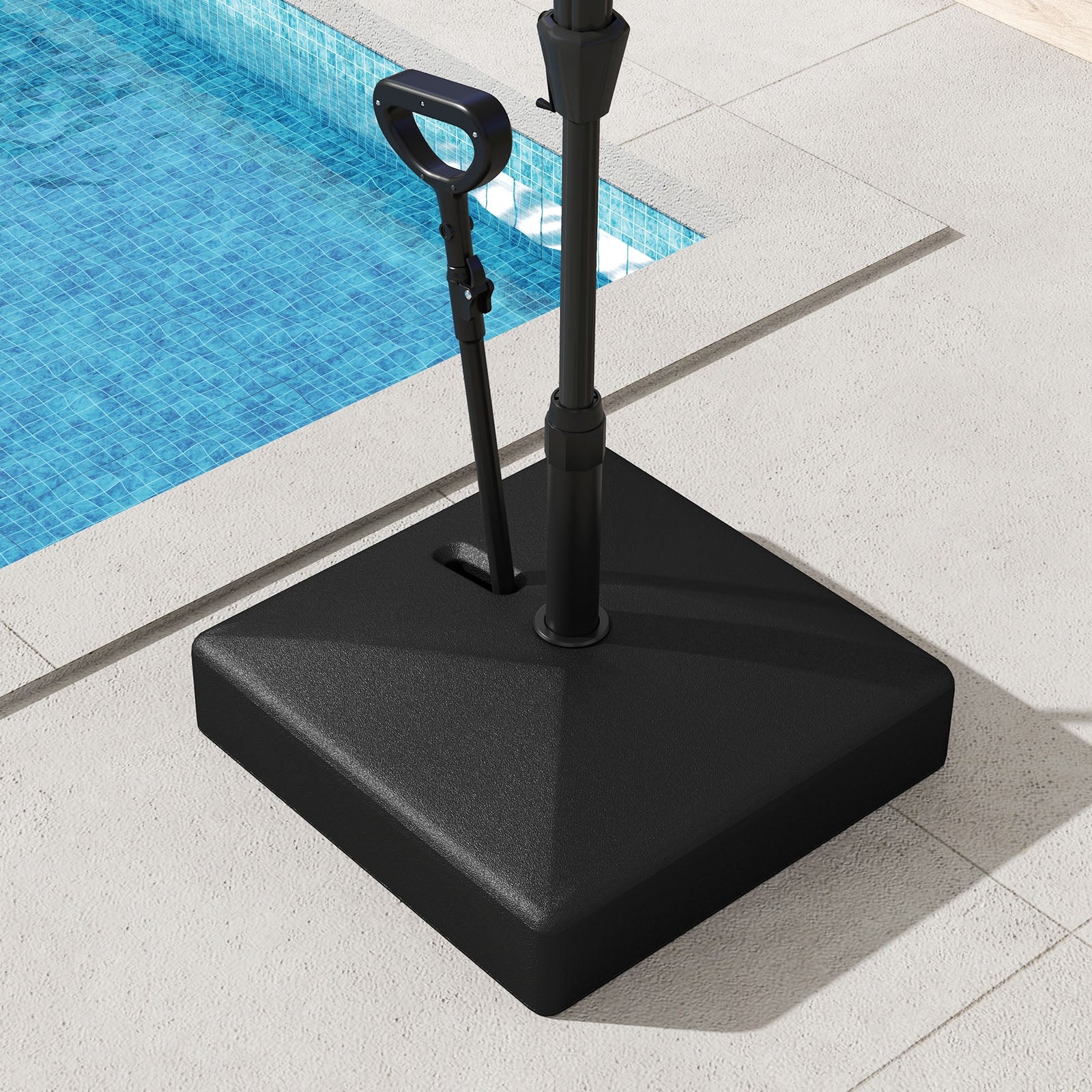Mobile Patio Umbrella Base Water Sand Fillable Market Table Umbrella Stand with 3 Wheels, Black Outdoor Umbrella Bases at Gallery Canada