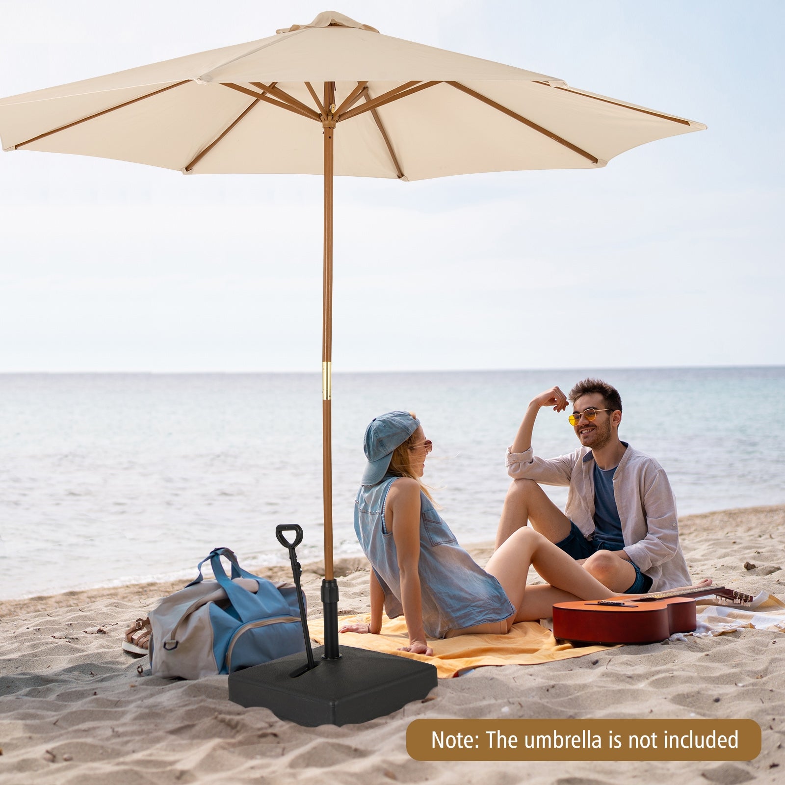 Mobile Patio Umbrella Base Water Sand Fillable Market Table Umbrella Stand with 3 Wheels, Black Outdoor Umbrella Bases at Gallery Canada