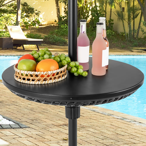 Patio Umbrella Table Tray Adjustable with Umbrella Poles, Black