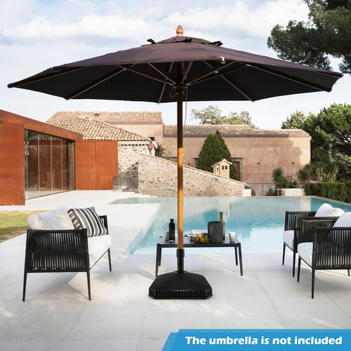 Fillable Umbrella Base with Shell Texture and 3 Coupler Sizes, Black