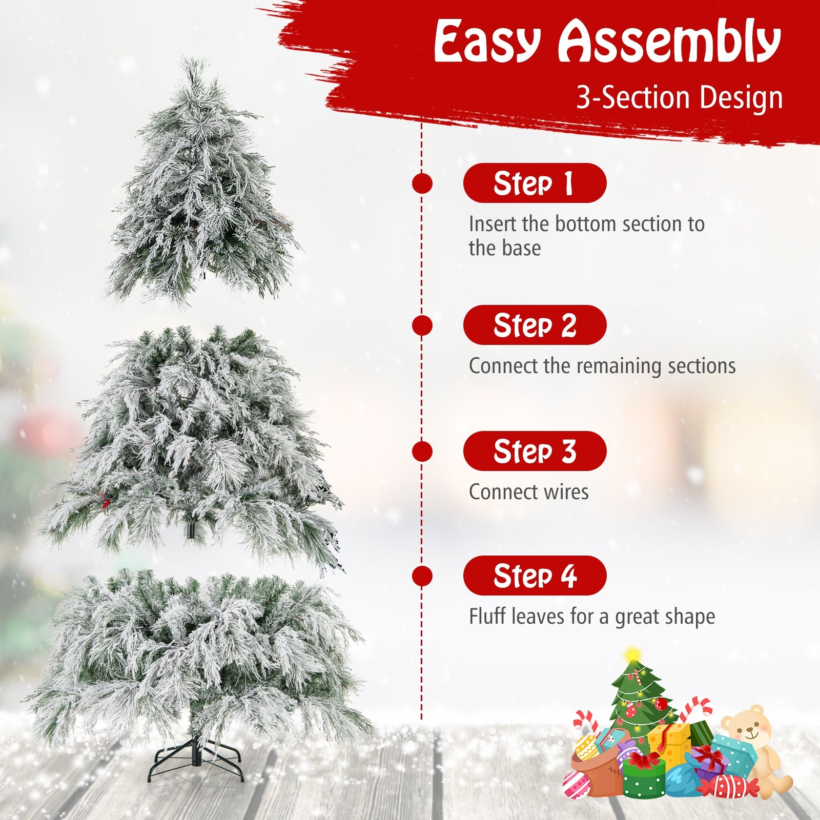 Flocked Christmas Tree Warm White LED Lights and Branch Tips-L Christmas Tree   at Gallery Canada