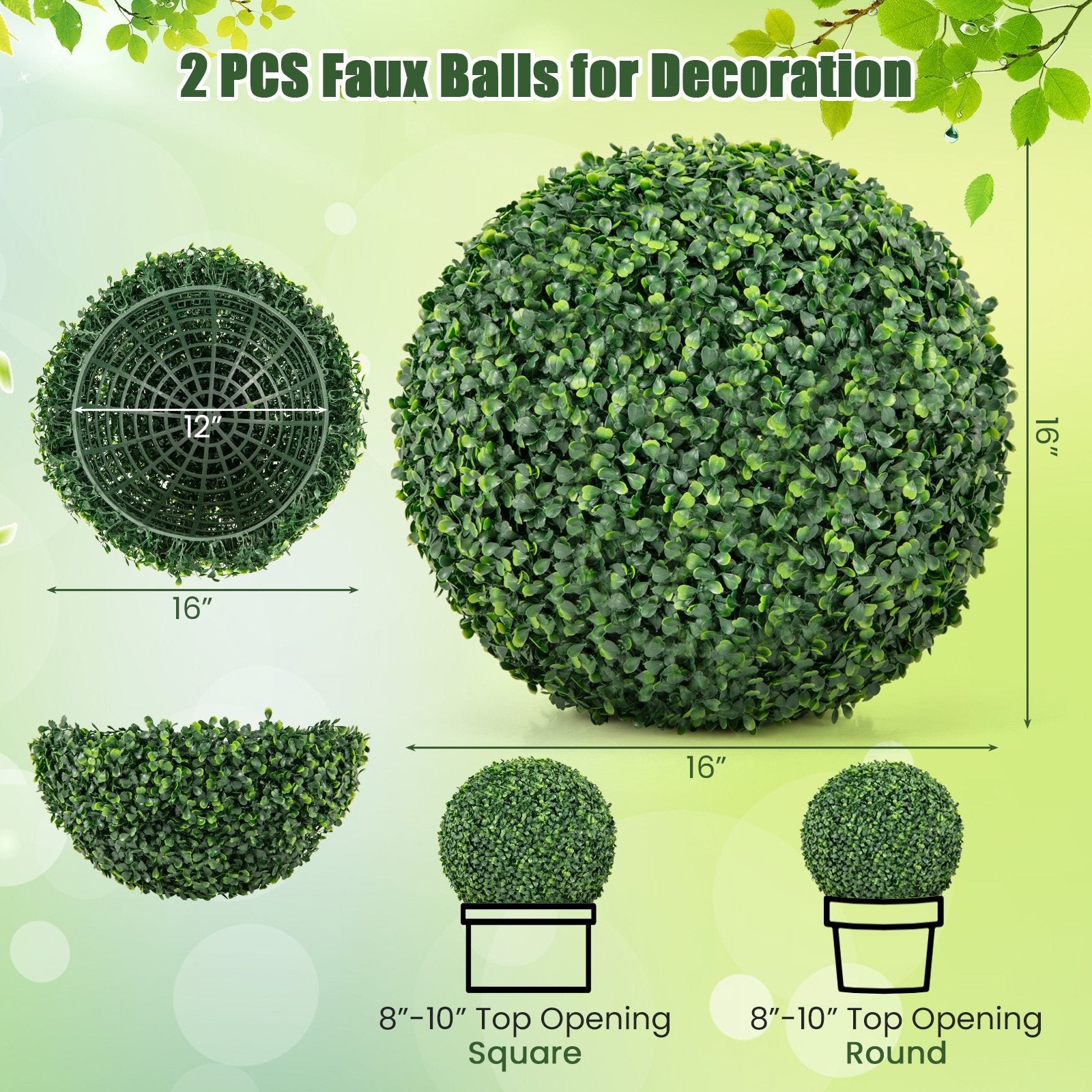 2 Pieces 16/20 Inches Artificial Plant Boxwood Topiary Ball for Patio Garden Front Door Balcony Backyard-S Faux Plants at Gallery Canada
