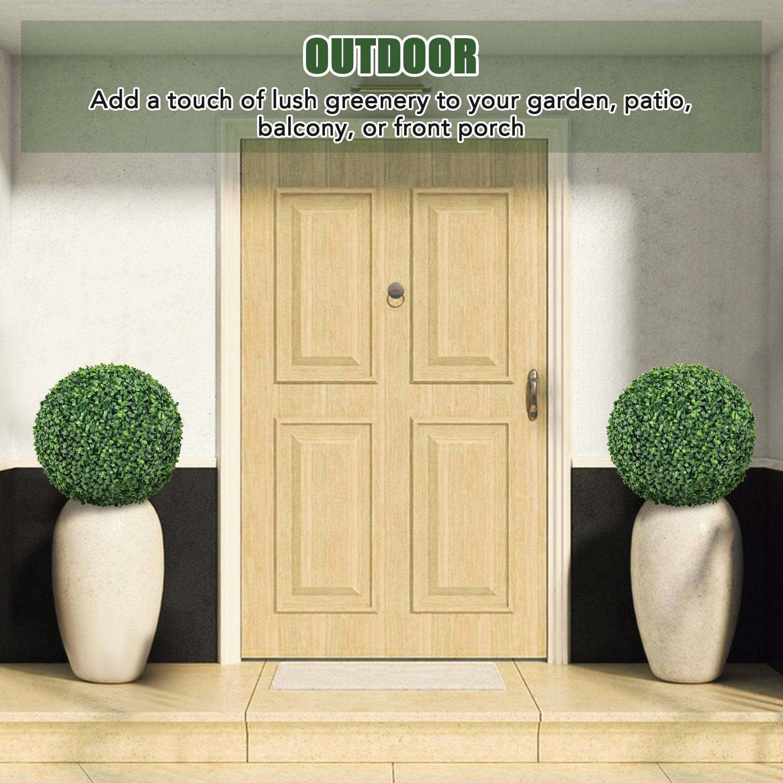 2 Pieces 16/20 Inches Artificial Plant Boxwood Topiary Ball for Patio Garden Front Door Balcony Backyard-S Faux Plants at Gallery Canada