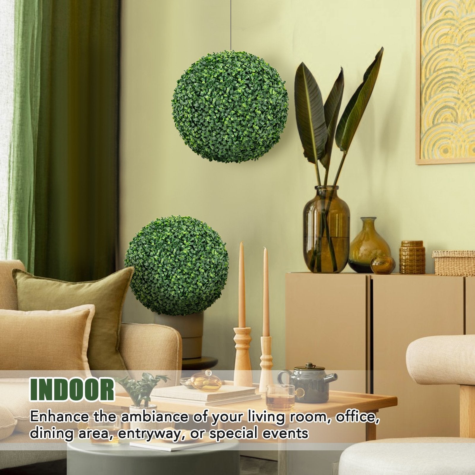 2 Pieces 16/20 Inches Artificial Plant Boxwood Topiary Ball for Patio Garden Front Door Balcony Backyard-S Faux Plants at Gallery Canada