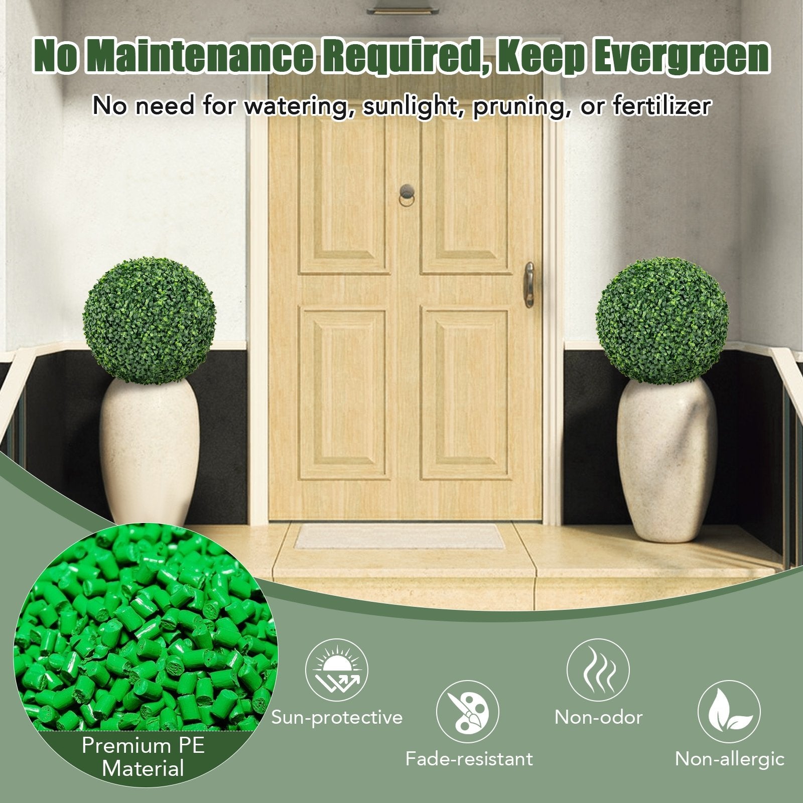 2 Pieces 16/20 Inches Artificial Plant Boxwood Topiary Ball for Patio Garden Front Door Balcony Backyard-S Faux Plants at Gallery Canada