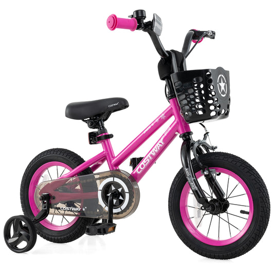 12 Inch Kids Bike Adjustable Bicycle with Front Basket for Children Aged 3-4 Years Old, Pink Kids Bike Pink at Gallery Canada