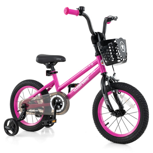 14 Inch Kids Bike Adjustable Bicycle with Front Basket for Children Aged 4-5 Years Old, Pink Kids Bike Pink at Gallery Canada