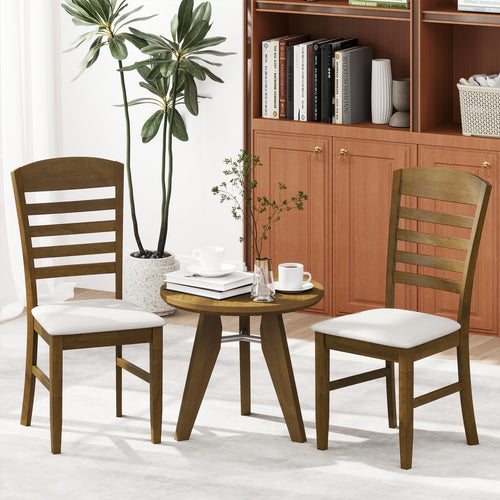 Dining Chairs Set of 2 with Rubber Wood Frame and Padded Seat, Walnut