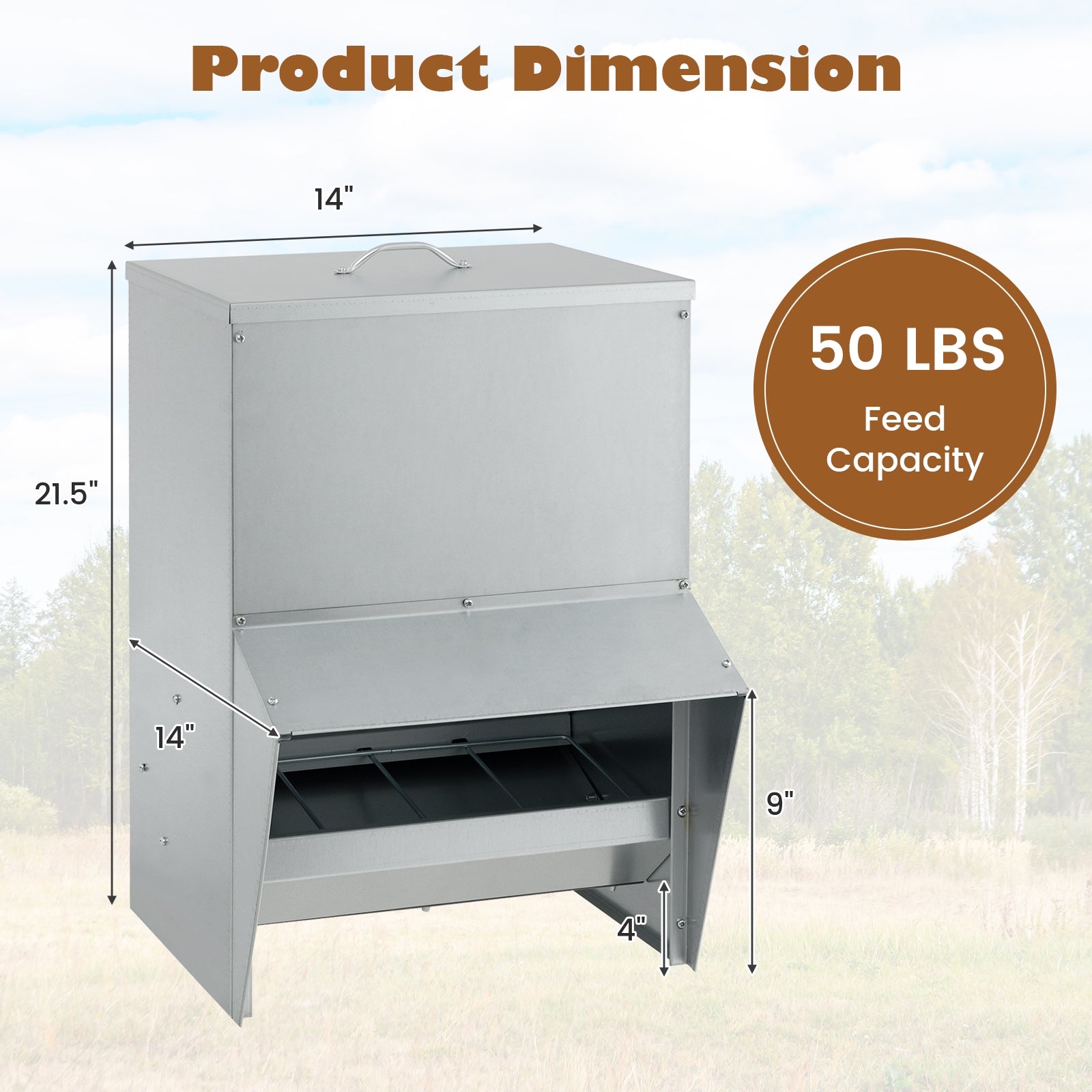 Wall Mount Galvanized Chicken Feeder 50 Pounds Capacity, Silver Chicken Coops at Gallery Canada