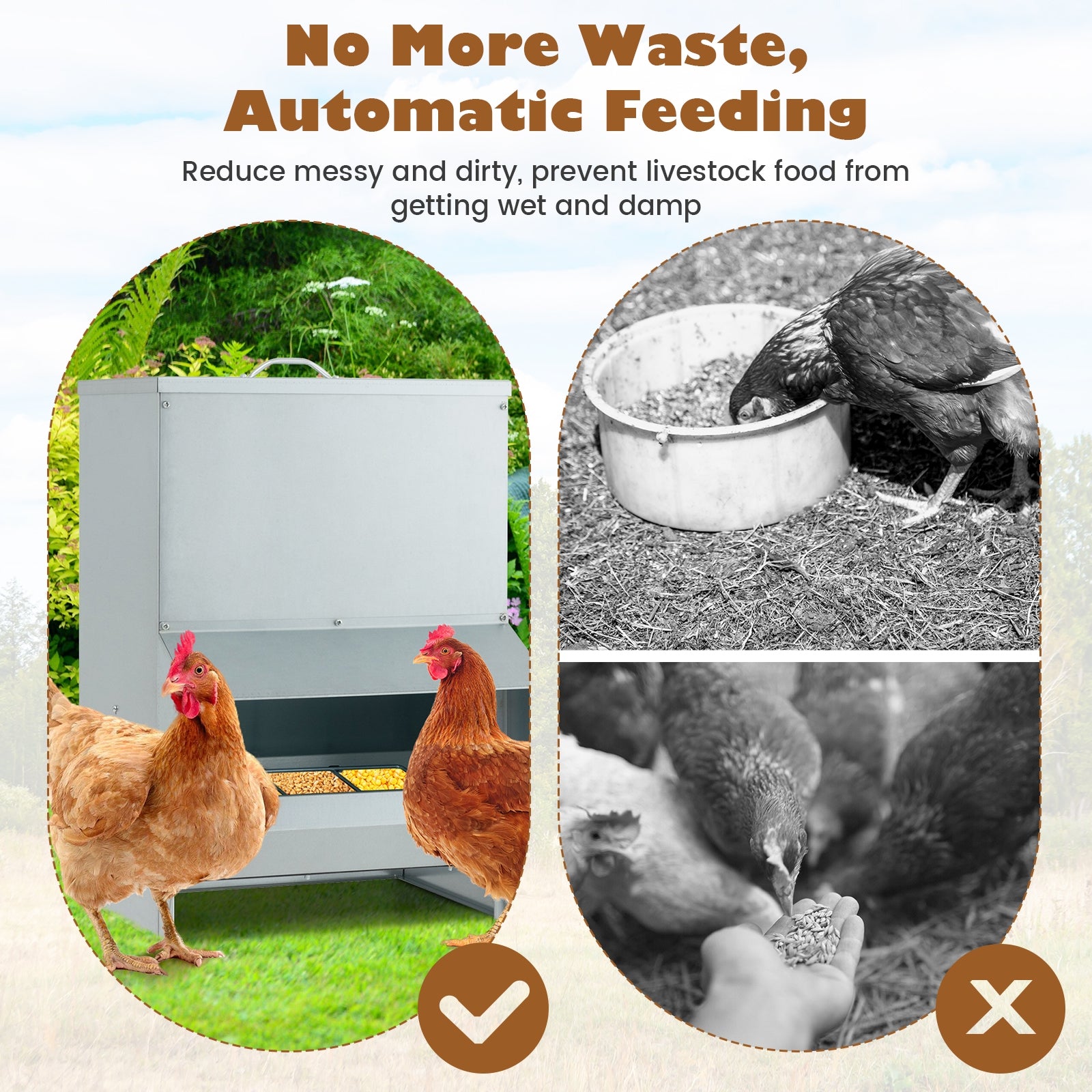 Wall Mount Galvanized Chicken Feeder 50 Pounds Capacity, Silver Chicken Coops at Gallery Canada