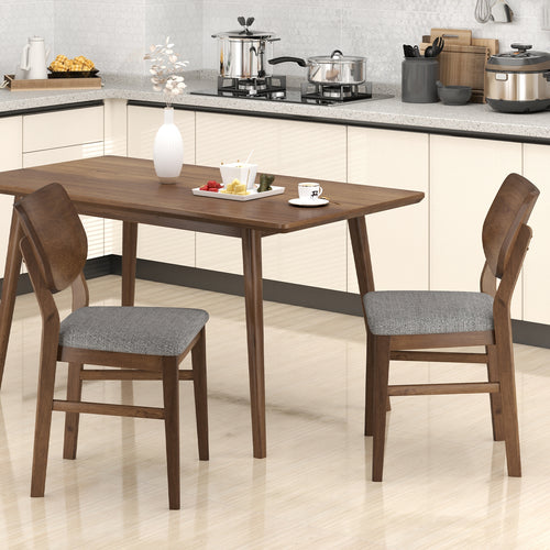 Farmhouse Upholstered Kitchen Chairs Set of 2 with Rubber Wood Frame, Gray