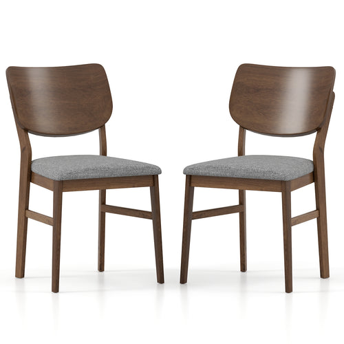 Farmhouse Upholstered Kitchen Chairs Set of 2 with Rubber Wood Frame, Gray