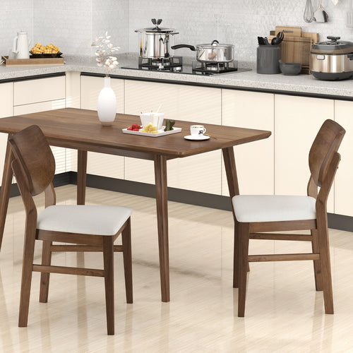 Farmhouse Upholstered Kitchen Chairs Set of 2 with Rubber Wood Frame, Walnut