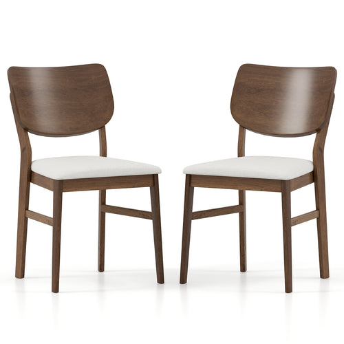 Farmhouse Upholstered Kitchen Chairs Set of 2 with Rubber Wood Frame, Walnut