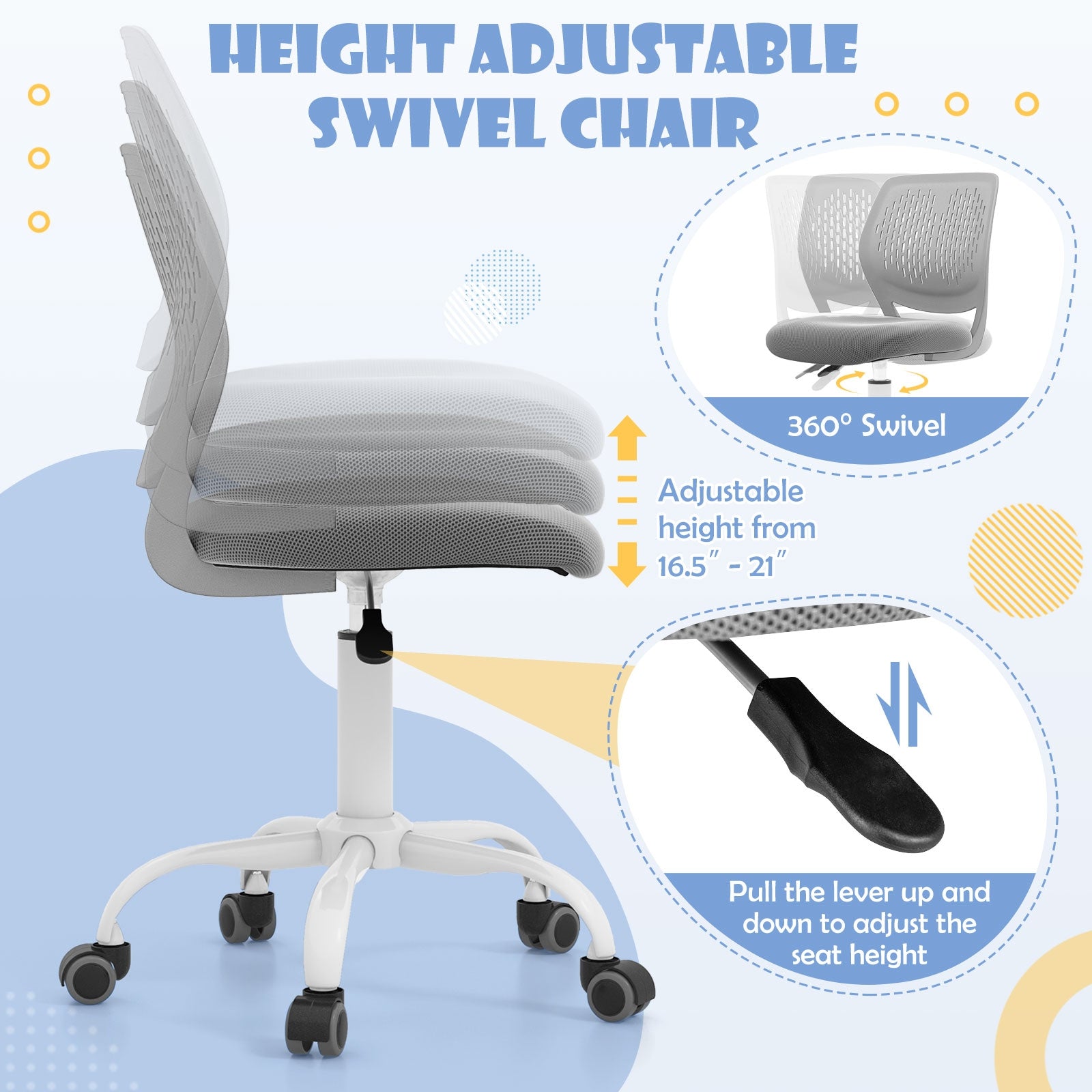 Ergonomic Children Study Chair with Adjustable Height, Gray Kids Chairs & Seating at Gallery Canada