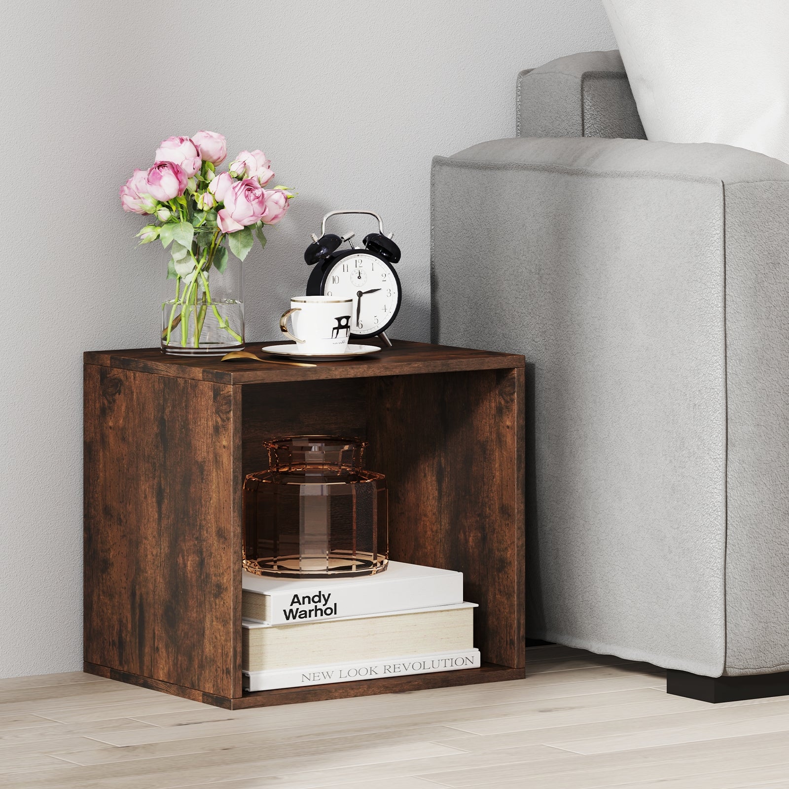 Cube Storage Organizer Stackable Open Book Shelf Wooden Display Shelving Unit, Rustic Brown Bookcases at Gallery Canada