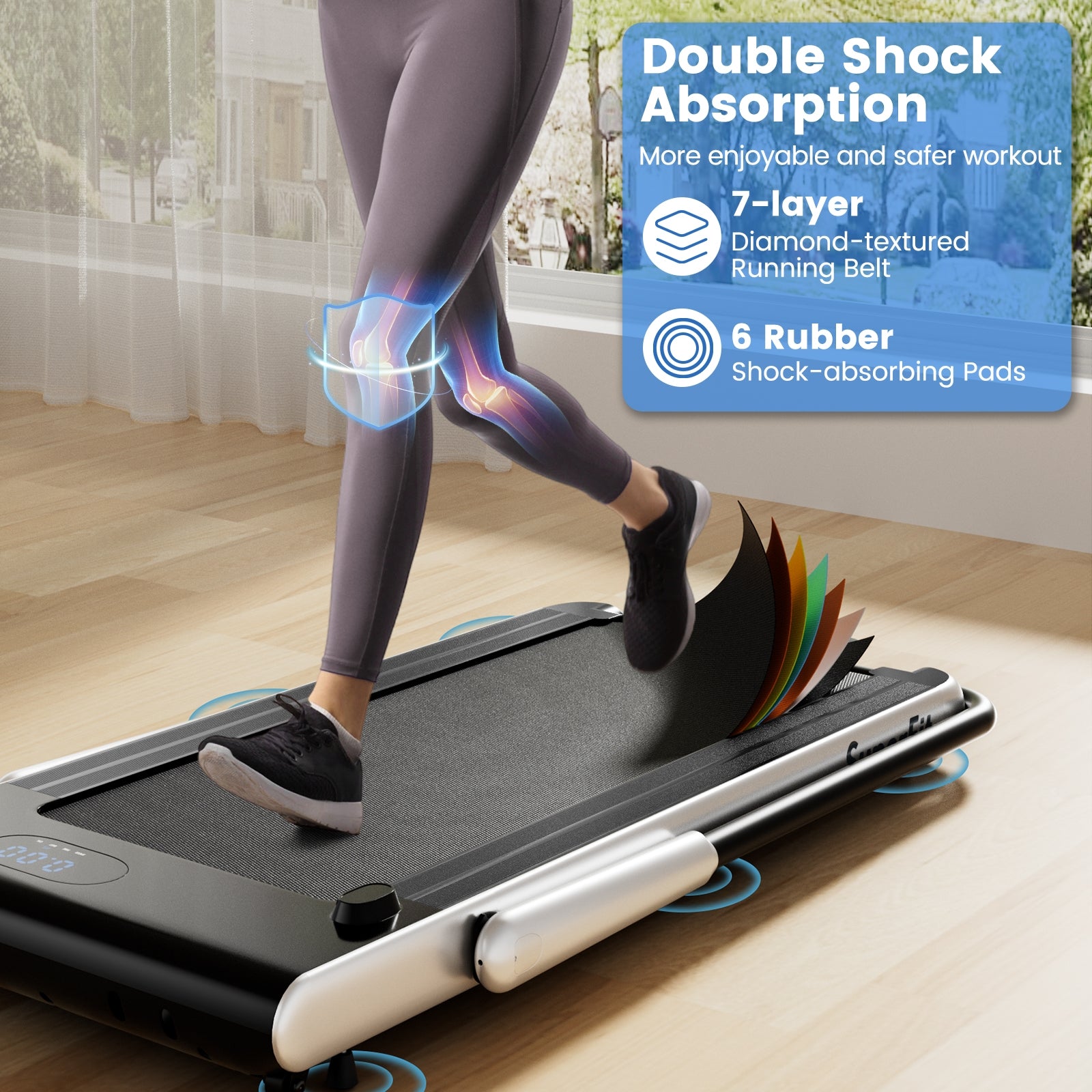 3-in-1 3HP Folding Treadmill with Smart Apps Remote Control and Speakers, Silver Treadmills at Gallery Canada