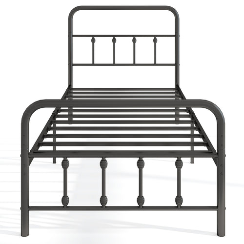Bed Frame with Headboard and Under Bed Storage Black-Twin Size, Black