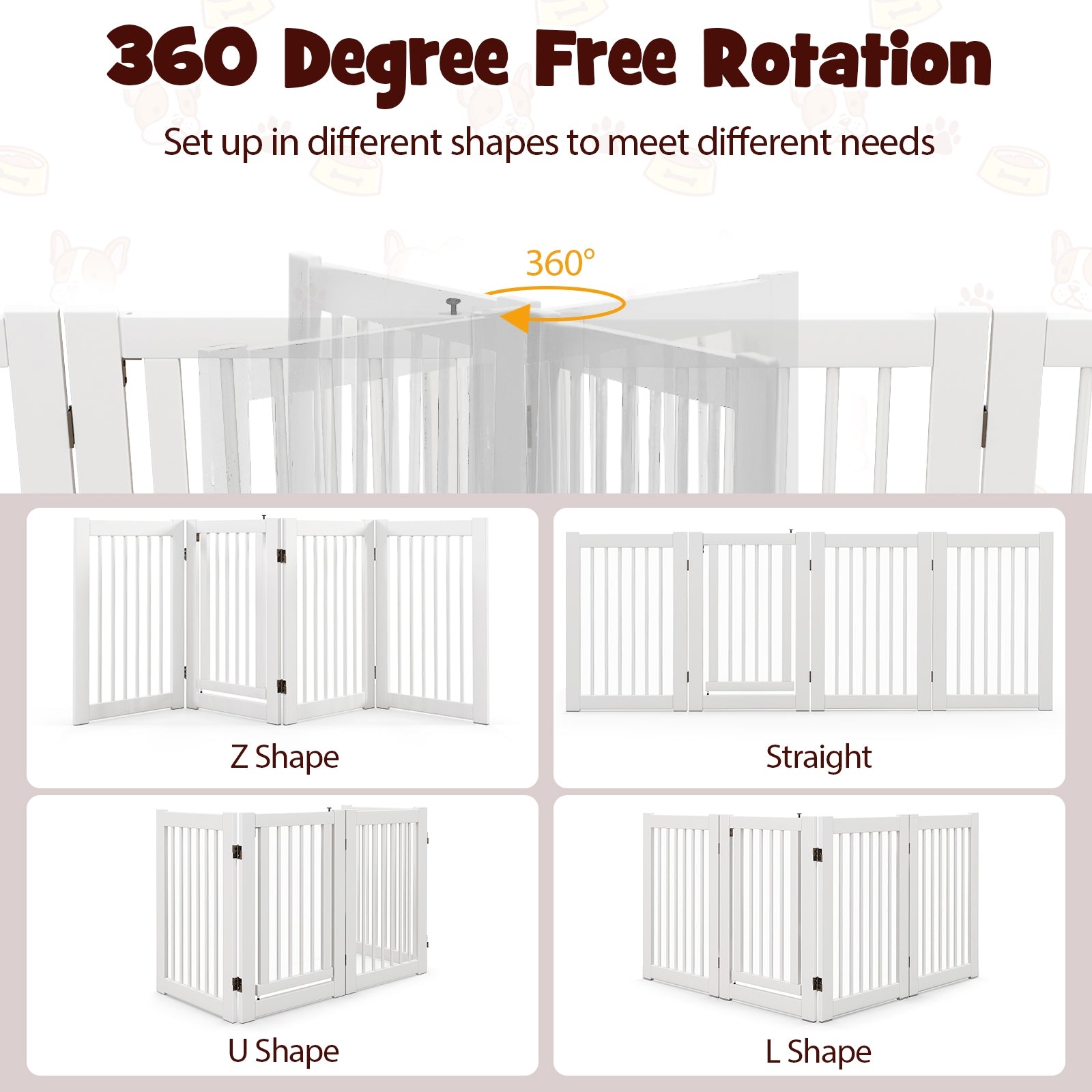 30 Inch Tall 4-Panel Freestanding Pet Gate Wooden Dog Fence, White Pet Gate   at Gallery Canada