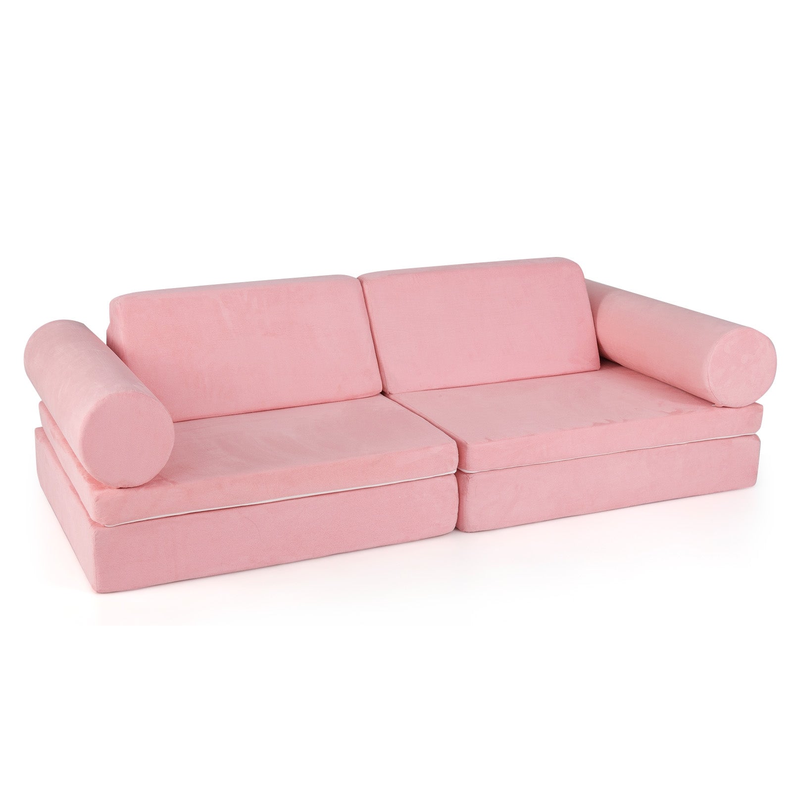 8 Pieces Kids Play Couch Foam Building Fort Play Set with Suede Cover, Pink Kids Chairs & Seating Pink at Gallery Canada