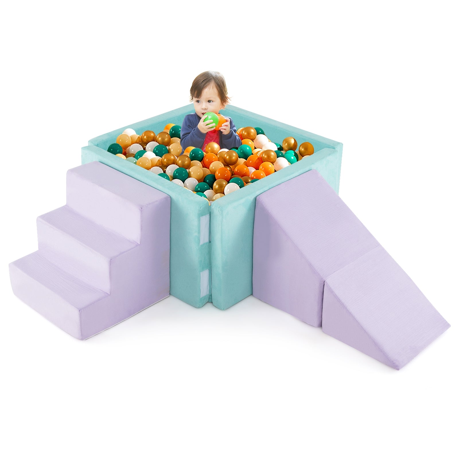 3-in-1 Suede Fabric Soft Play Set Foam Climbing Blocks for Toddlers, Purple Climbers & Slides at Gallery Canada