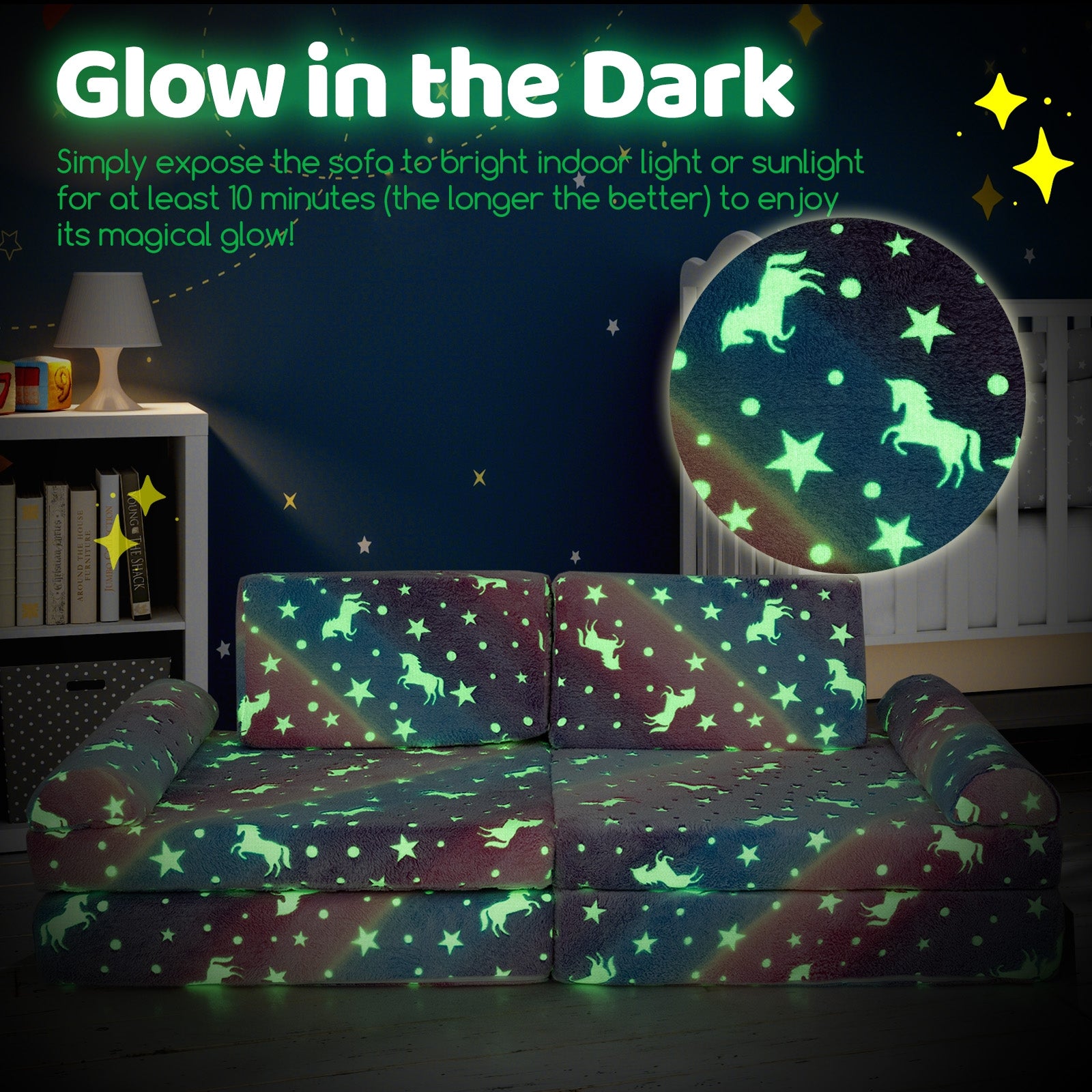 8 Pieces Modular Kids Play Couch Glow in the Dark Toddler Sectional Sofa, Multicolor Kids Chairs & Seating at Gallery Canada