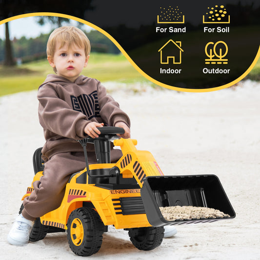 Excavator Digger Toy with Adjustable Bucket, Yellow Push & Pedal Ride On Toys Yellow at Gallery Canada