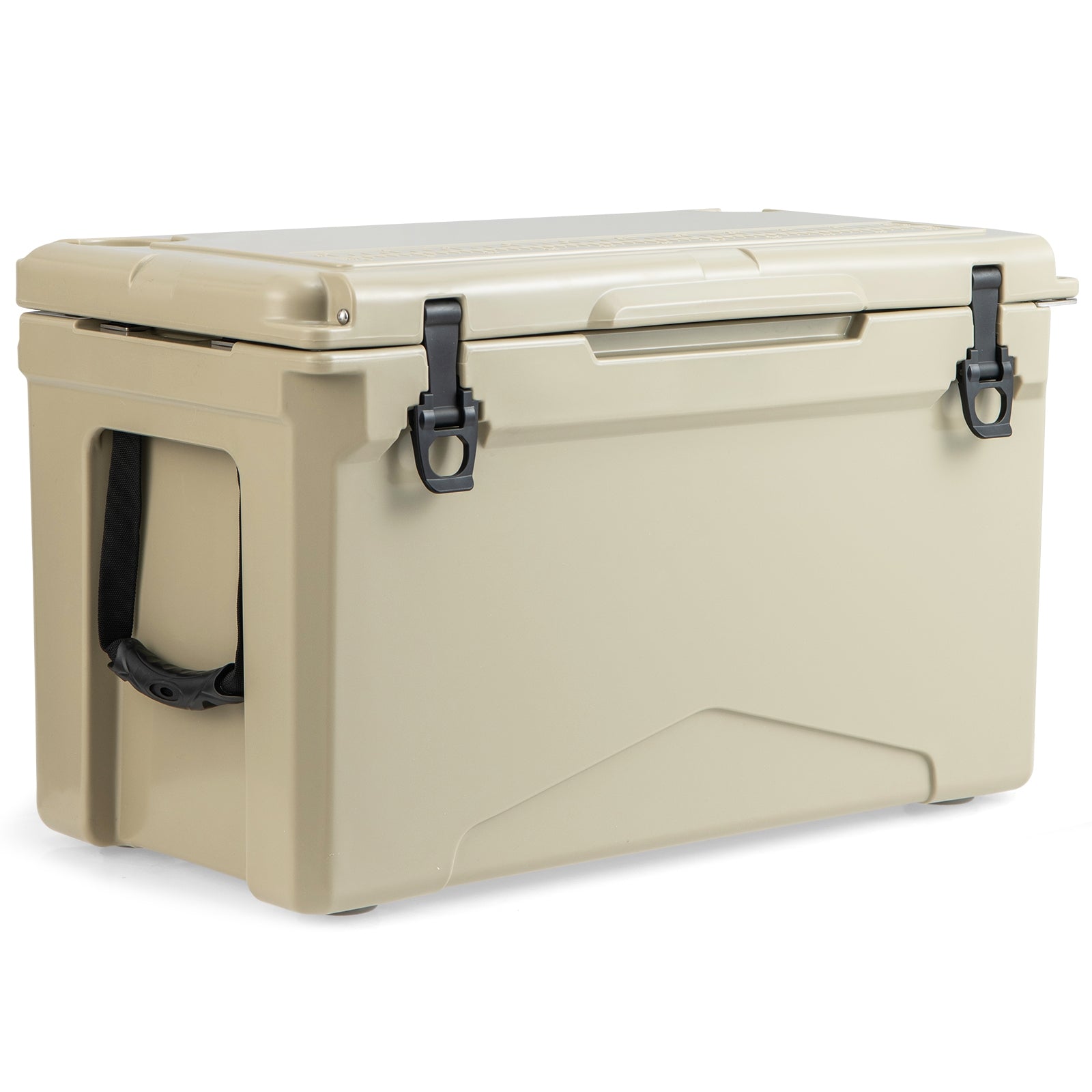 50 QT Rotomolded Cooler Insulated Portable Ice Chest with Integrated Cup Holders, Tan Coolers Tan  at Gallery Canada