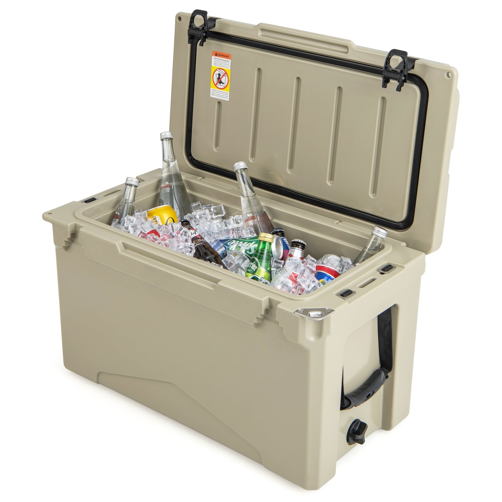 50 QT Rotomolded Cooler Insulated Portable Ice Chest with Integrated Cup Holders, Tan Coolers   at Gallery Canada