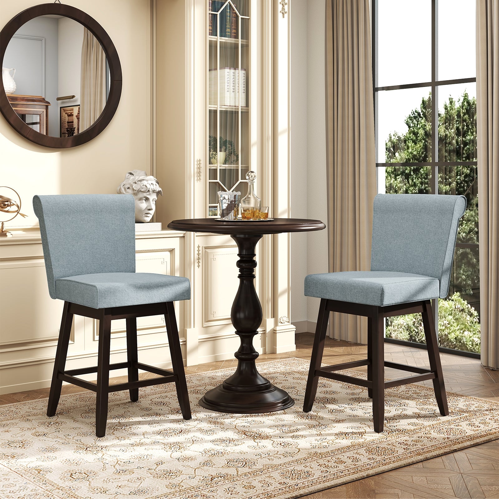 27 Inch Counter Height Bar Chairs with Rubber Wood Legs Set of 2, Gray Patio Bar Furniture at Gallery Canada