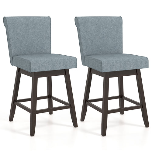 27 Inch Counter Height Bar Chairs with Rubber Wood Legs Set of 2, Gray