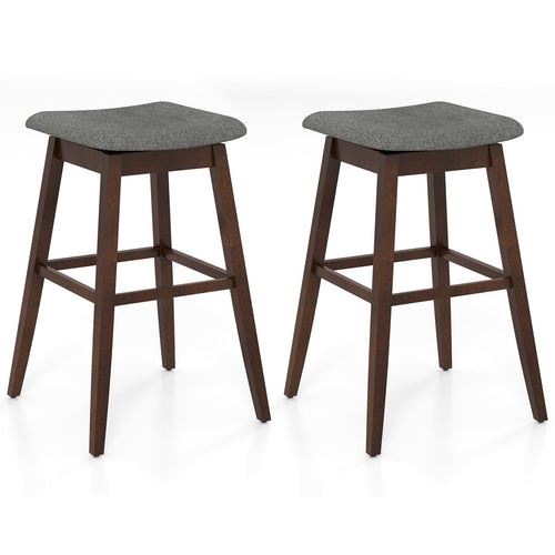 Swivel Bar Stools Set of 2 with Footrest and Rubber Wood Legs, Brown