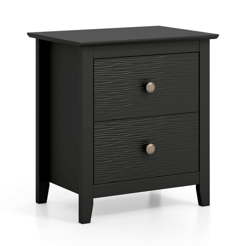Modern Nightstand with 2 Drawers for Small Spaces, Black