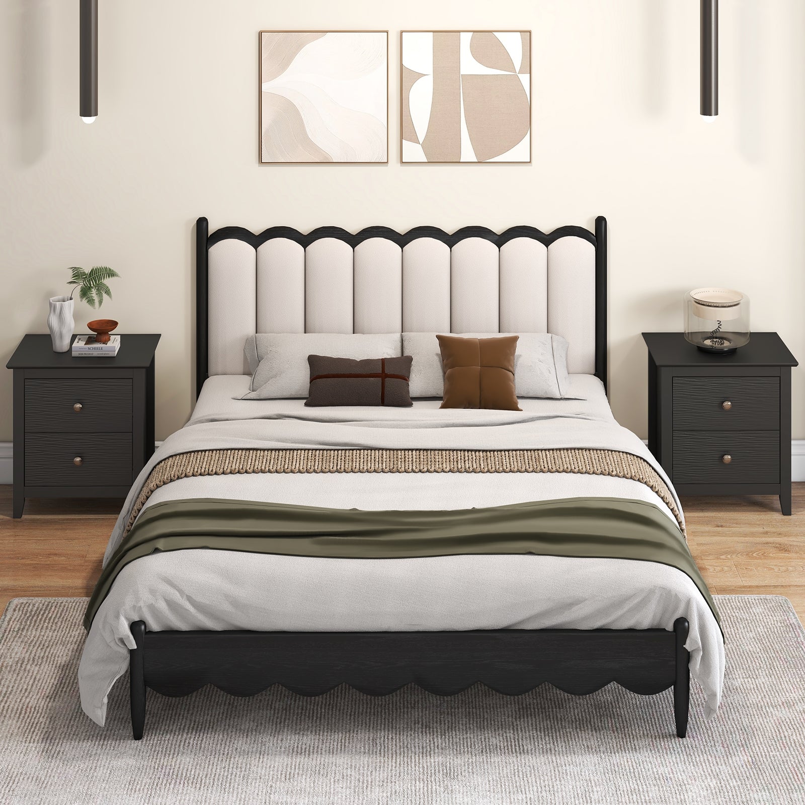 Modern Nightstand with 2 Drawers for Small Spaces, Black Nightstands at Gallery Canada