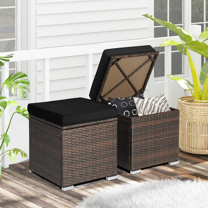 2 Pieces Patio Ottoman with Hidden Storage Space, Black Outdoor Seating & Patio Chairs   at Gallery Canada