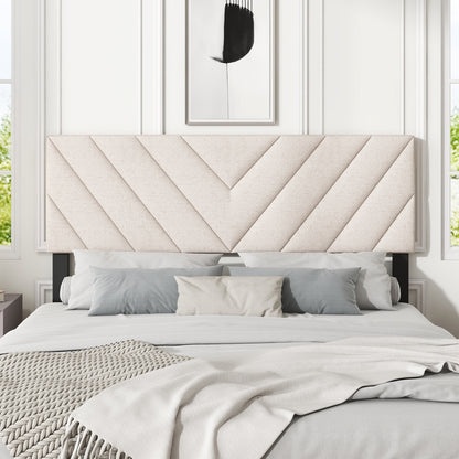 Linen Upholstered Headboard for Full and Queen Size Bed Frames, Beige Headboards   at Gallery Canada