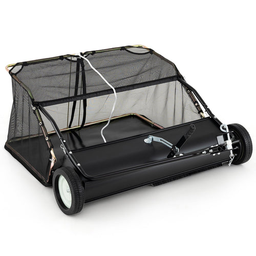 42 Inch Tow-Behind Lawn Sweeper with 26/27 Cu.FT Hopper Bag, Black