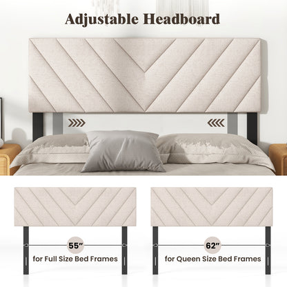 Linen Upholstered Headboard for Full and Queen Size Bed Frames, Beige Headboards   at Gallery Canada