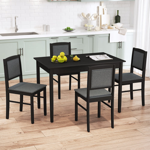 5-Piece Dining Set for 4 with Rubber Wood Legs for Small Dining Room, Gray