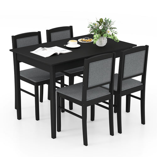 5-Piece Dining Set for 4 with Rubber Wood Legs for Small Dining Room, Gray