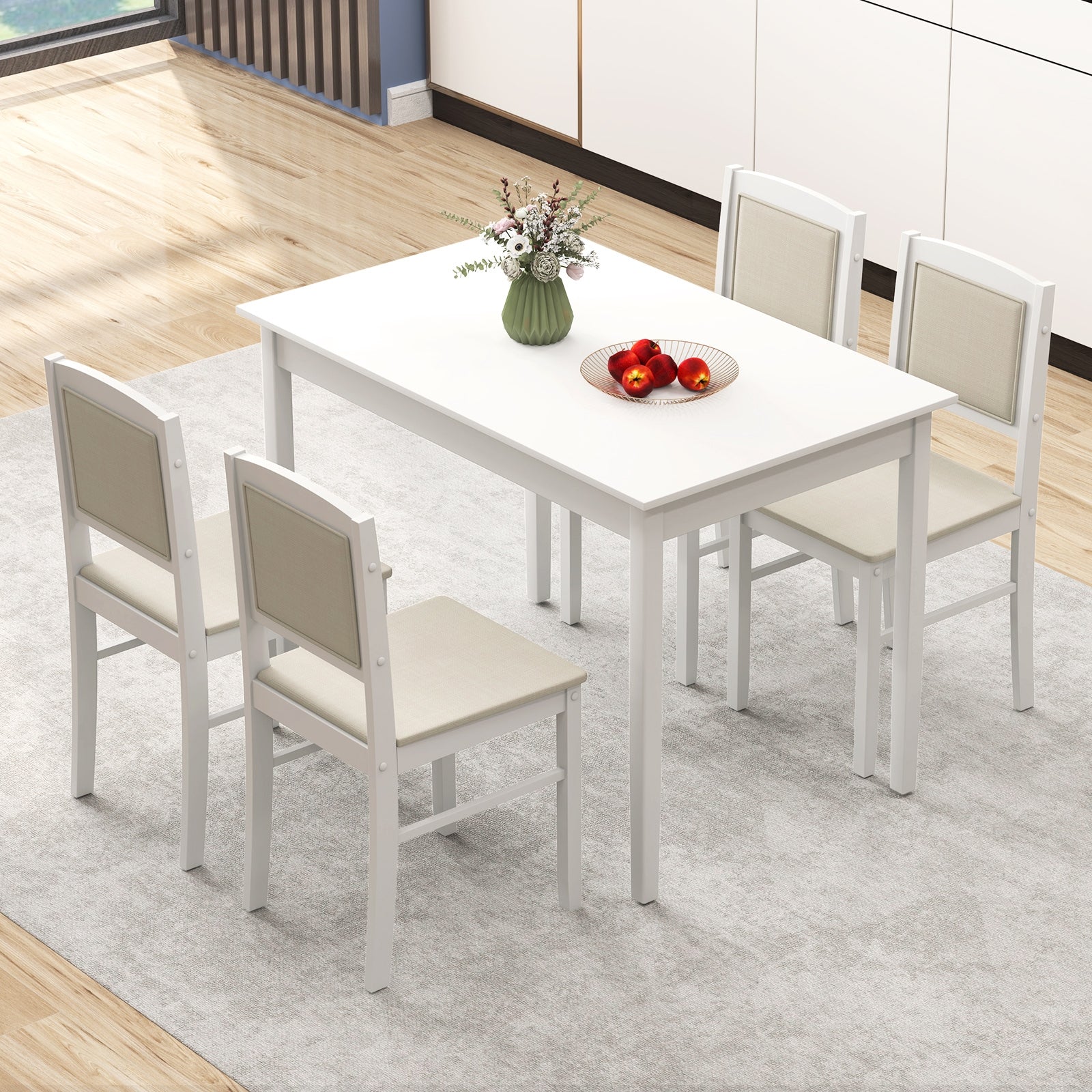 5-Piece Dining Set for 4 with Rubber Wood Legs for Small Dining Room, Beige Dining Room Sets at Gallery Canada