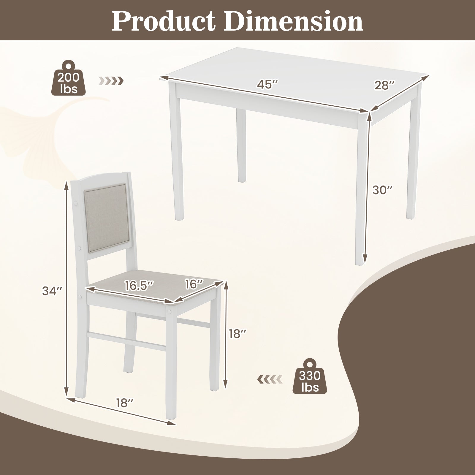 5-Piece Dining Set for 4 with Rubber Wood Legs for Small Dining Room, Beige Dining Room Sets at Gallery Canada
