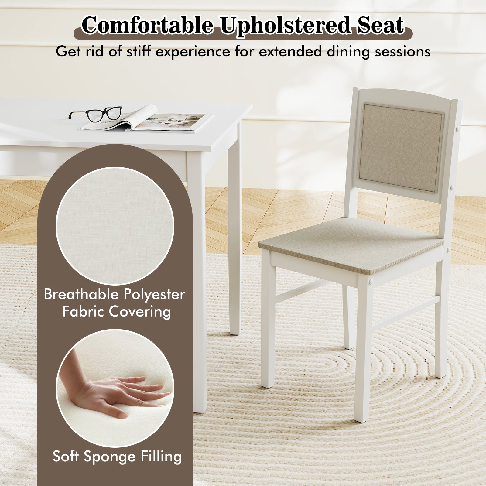 5-Piece Dining Set for 4 with Rubber Wood Legs for Small Dining Room, Beige Dining Room Sets at Gallery Canada