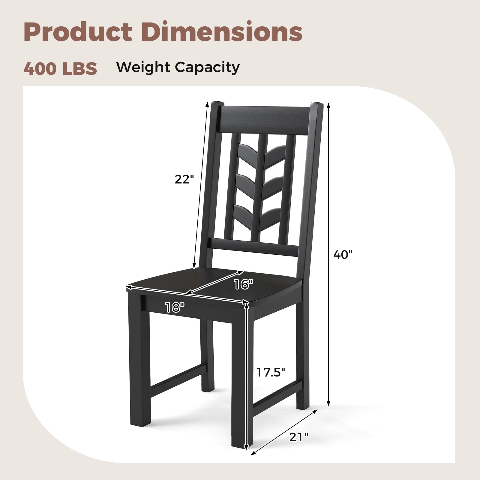 Kitchen Side Dining Chair Set of 2 with Rubber Wood Frame, Black Dining Chairs at Gallery Canada